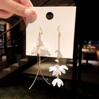 wholesale new fashion earrings flower tassel asymmetric for women long stud eardrops jewelry gift