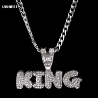 stainless steelzircon chain necklace iced letter king pendant chain necklaces for women men hiphop party fashion male jewellery