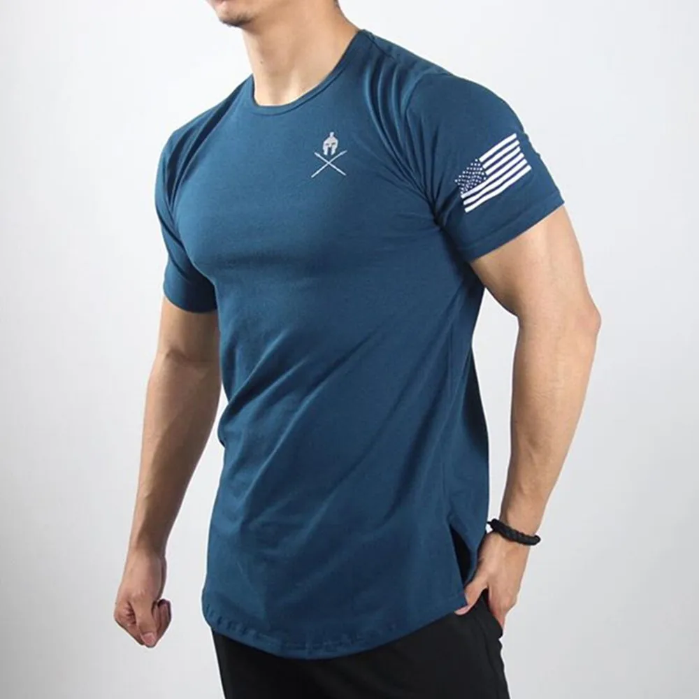 Футболка мужская Спортивная с коротким рукавом приталенная дышащая для