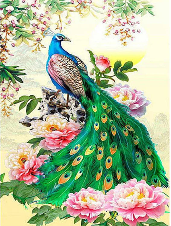 Новый 5D DIY камни в форме ромба/круглый животных павлин алмазов картина крест