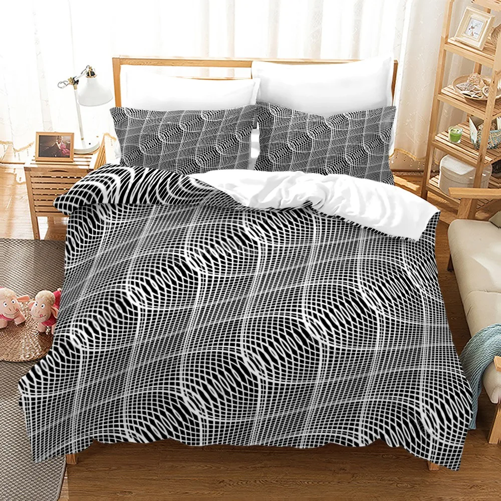 

Fashion Art Texture Stripe 3D Print White Comforter Bedding Set Duvet Cover Sets Pillowcase Queen King Double Size Home Textle