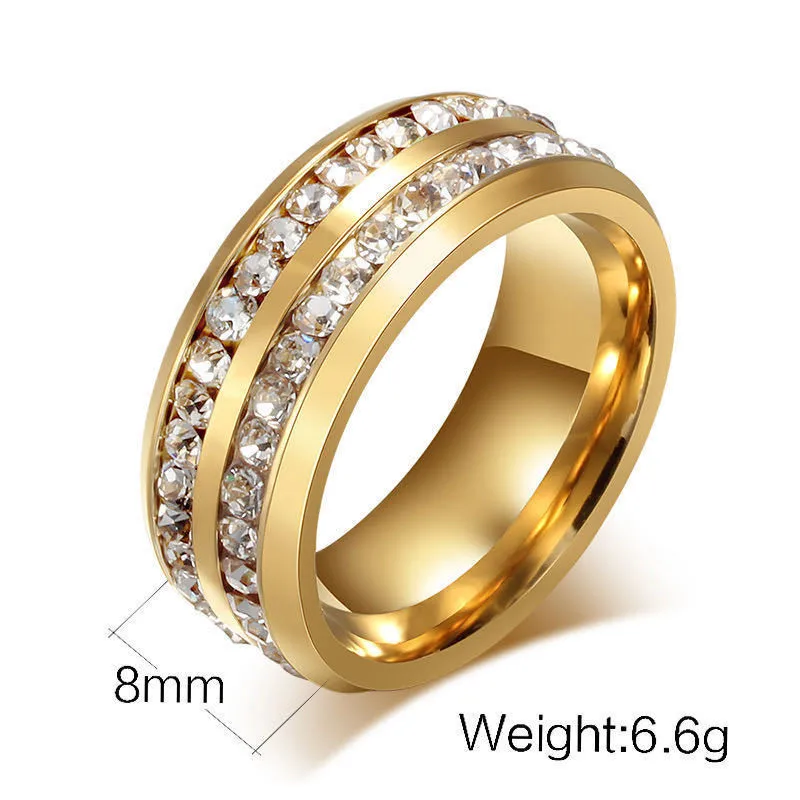 

Classic Unisex Micro-Inlaid Zircon Rings For Women Men Engagement Party Wedding Jewelry Couple Accessories Size 6-12