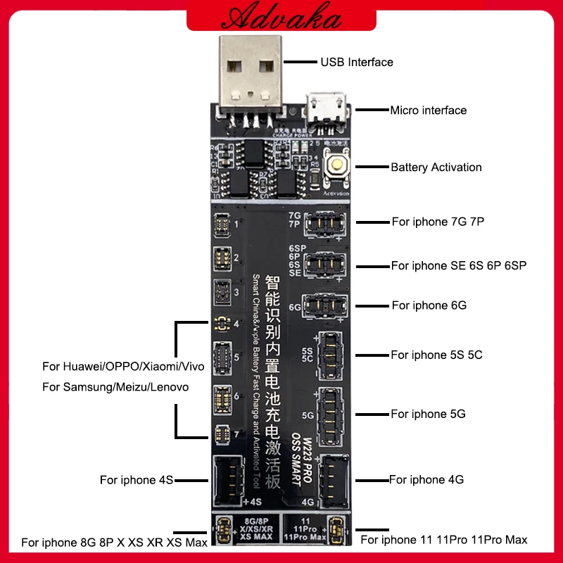 Advaka профессиональная зарядка аккумулятора и активированная плата для Iphone 4 4S 5 5G SE