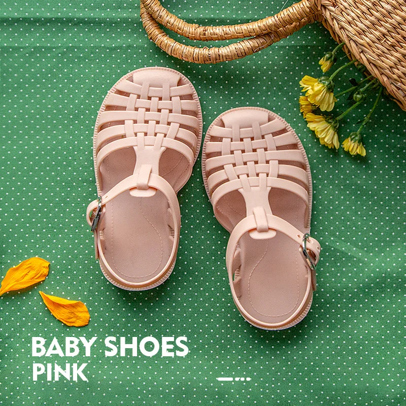 

2021 Summer Casual Roman Slippers Children Sandals Baby Girls Toddler Soft Non-slip Princess Shoes Kids Candy Jelly Beach Shoes