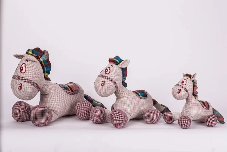 

22/30CM Soft Lattice Donkey Plush Toys Pink Animal Cartoon Cotton Stuffed Appease Playmate Doll Kids Birthday Christmas Gifts