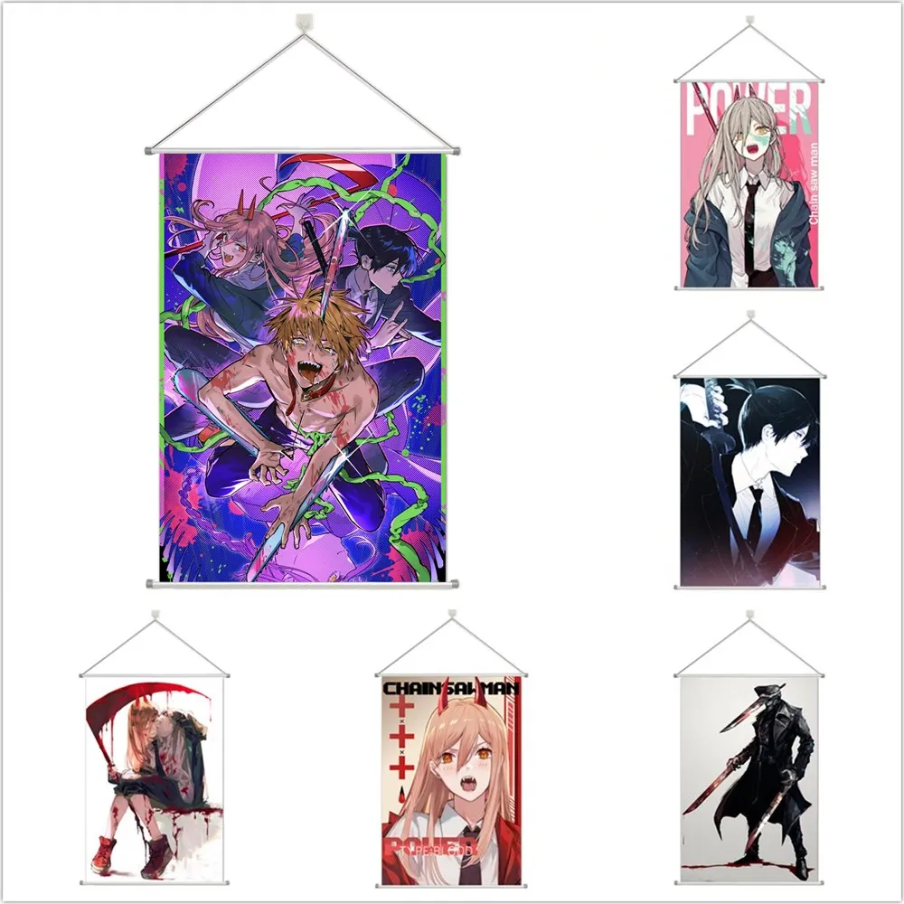 

Chainsaw Man Denji Power Aki Alloy Scroll Cartoon Comic Scroll Hanging Wall Decor