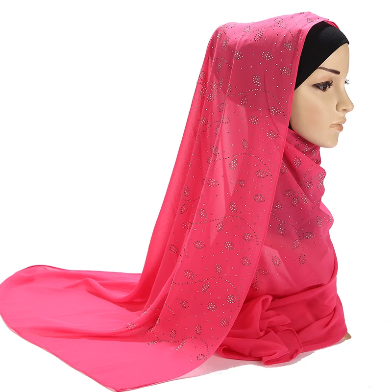 Хиджабы шарфы мусульманский головной платок шаль обертывание блестящие стразы