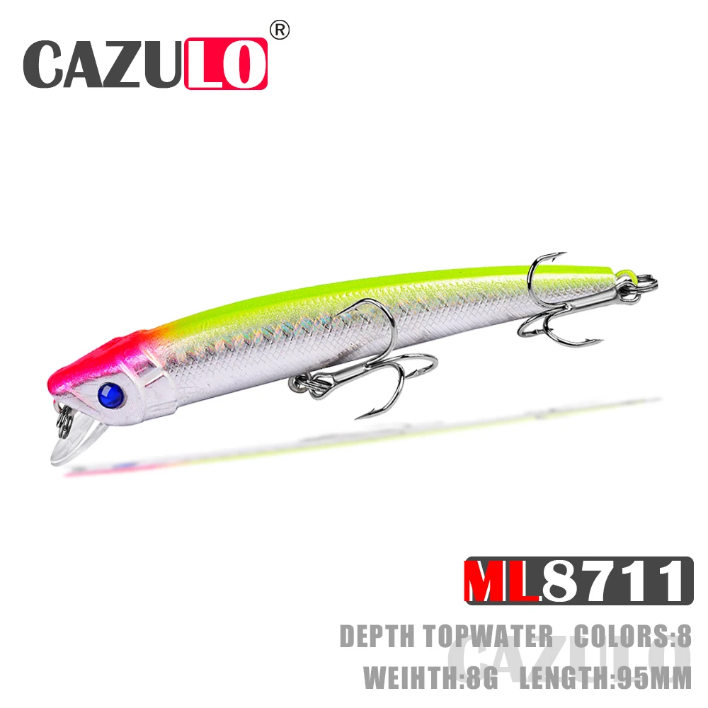 

Floating Minnow Fishing Equipment Lure Weights 8g 95mm Isca Artificial Topwater Bait Accessories Pesca Wobbler Pike Goods Leurre