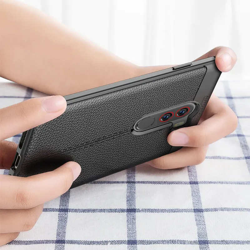 Чехол pocophone f1 для Xiaomi pocophone f1 чехол силиконовый бампер мягкий кожаный из ТПУ текстура задняя крышка для poco f1 чехол для poco f 1