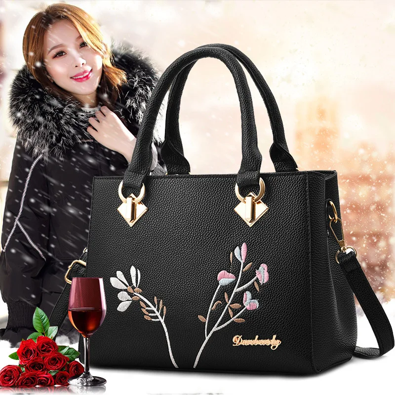 

Women 2021 New Vintage Handbag Casual Tote Fashion Embroidery Messenger Bags Shoulder Top-Handle Purse Wallet Leather bolsos