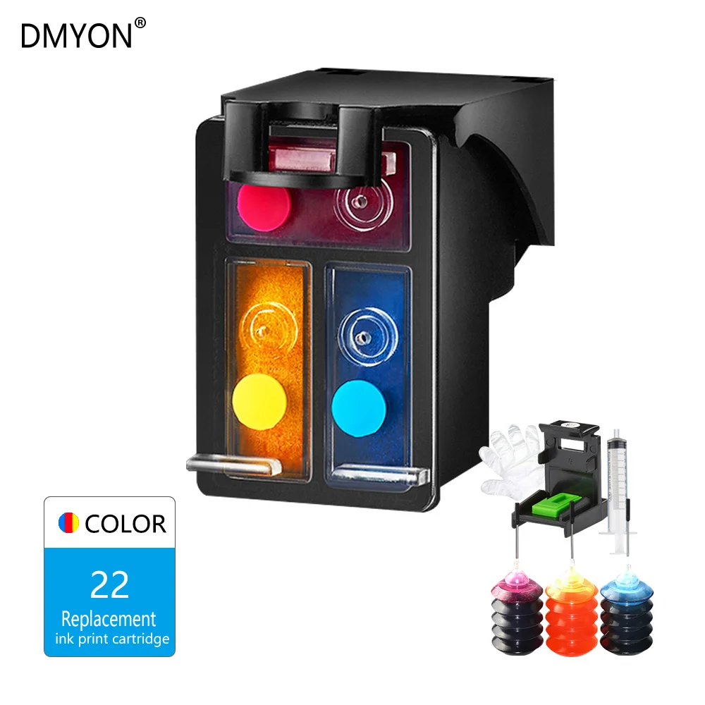 DMYON перезаправляемый картридж Замена для hp 22 с чернилами Deskjet 3915 3920 D1530 D1320 D1311 D1455