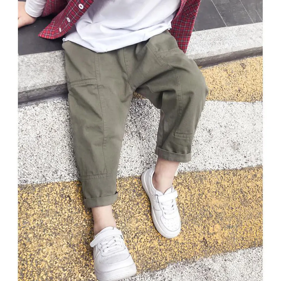 

Fashion Spring Kids Boys Pants Casual Loose Toddler Pants Mid Waist Regular Fall Cotton kids clothes boys 3 to 12 Three Colors