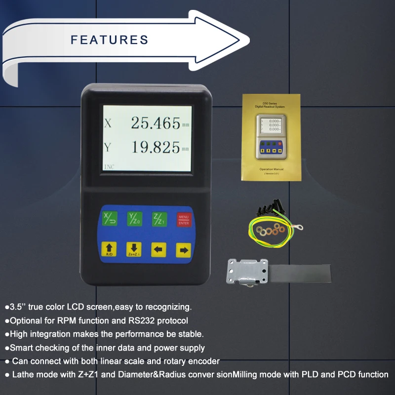 A set of 2 Axis Dro Plastic Digital Readout and Magnetic Encoder Scale 0-1000mm 5um/1um for Lathe Machine | Инструменты