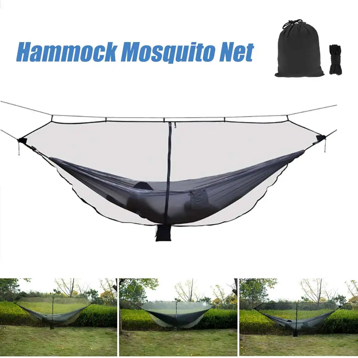 

Outdoor Easy Setup Travel Portable Hammock Mosquito Net Fabric Nylon Camping Double Person Foldable Separating Free shipping
