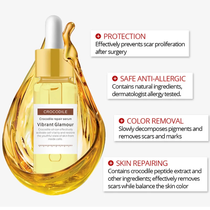 

Crocodile Dispel Scar Repair Face Serum Remove Stretch Marks Acne Scar Treatment Skin Lightening Whitening Care