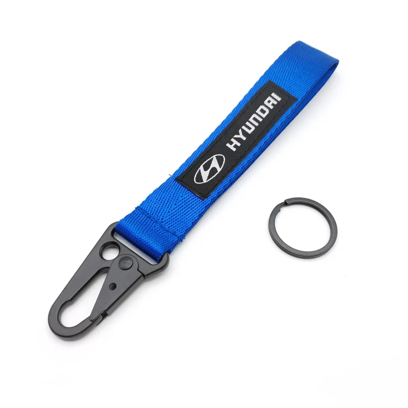 

VEHICAR Car Keychain Backpack Embroidery Nylon Key Holder Tow Rope Trailer Belt Short Lanyard For Hyundai Auto Accessories