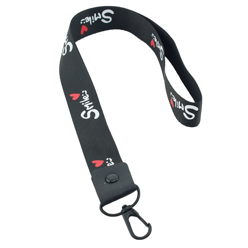 Smile-45 cm TAFREE Smile Expression Symbol Letters сердце Шея Ремешок тесьма брелок ремешок Мобильный телефон лента брелок - Цвет: Smile-45 cm