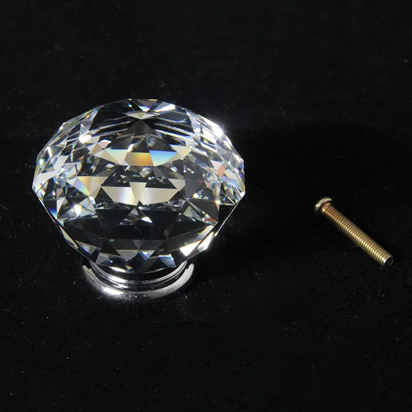 High Quality Single Hole Crystal Handle For Furniture European Style Glass Drawer Knobs Crystal Cabinet Pull Furniture Handle