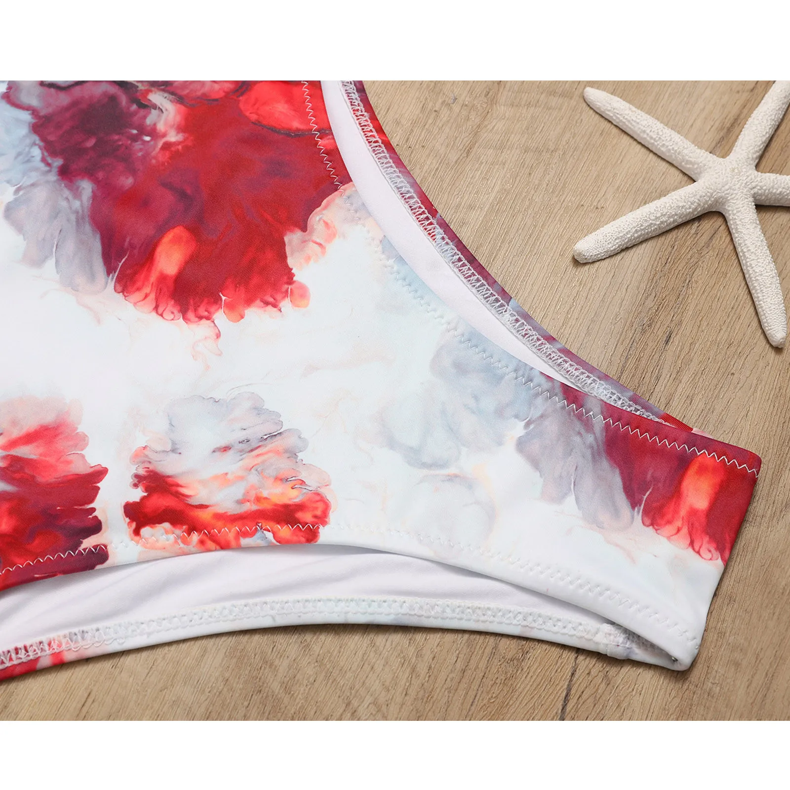 

2pcs Women Swimsuits Bikini Set Push-Up Padded Top High Waist Leaf Print Bandage Backless Thong Swimwear Sexy Beachwear 2021
