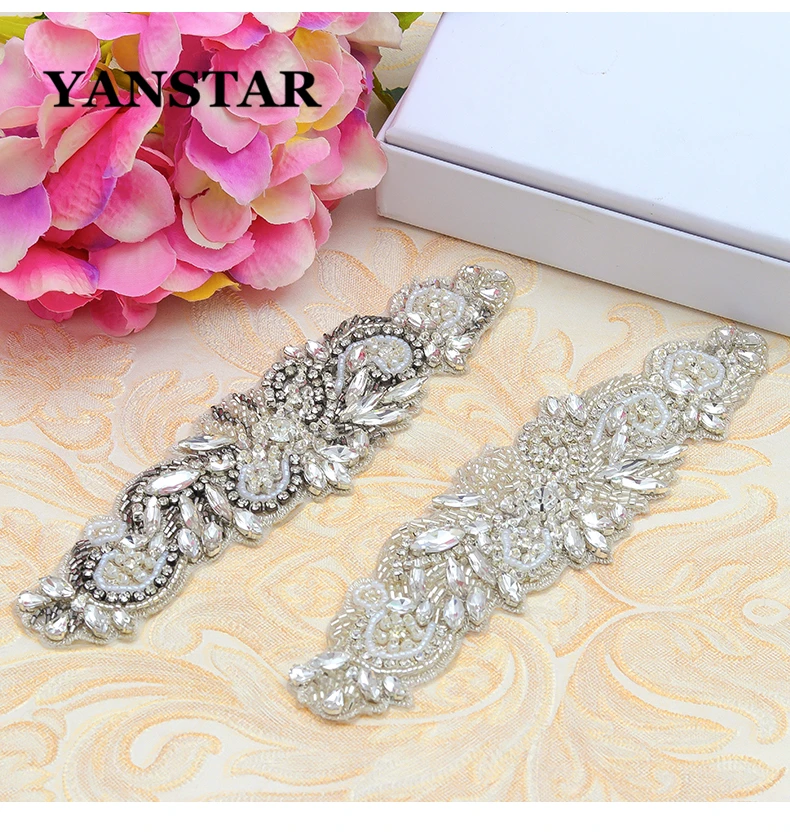 YANSTAR 1 шт. свадебное платье пояс стразы аппликация для свадебного платья Пояс Сделай Сам серебряное