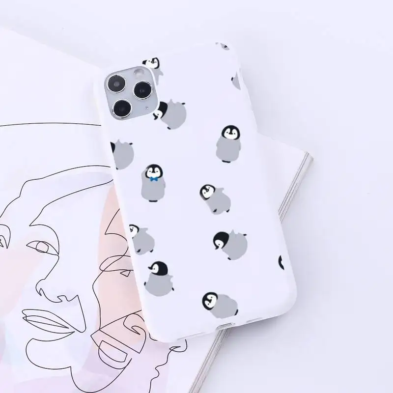 

Lovely Penguin Polar Bear Phone Case Candy Color for iPhone 6 7 8 11 12 s mini pro X XS XR MAX Plus