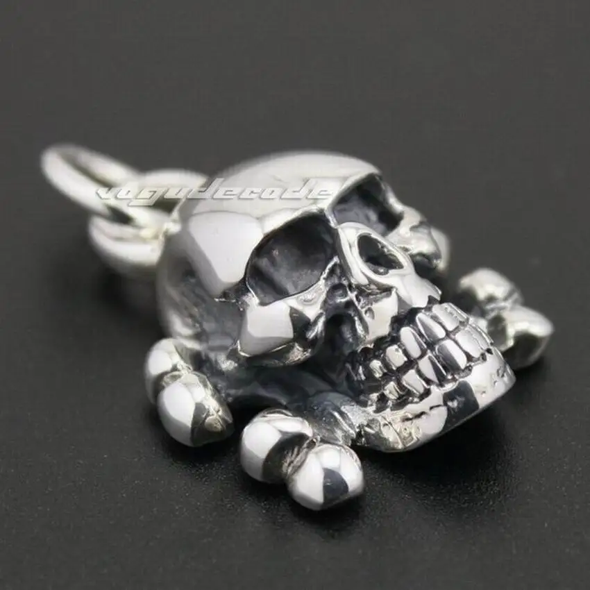 Мужская Байкерская подвеска в пиратском стиле серебряная с черепами 8C010|pendant