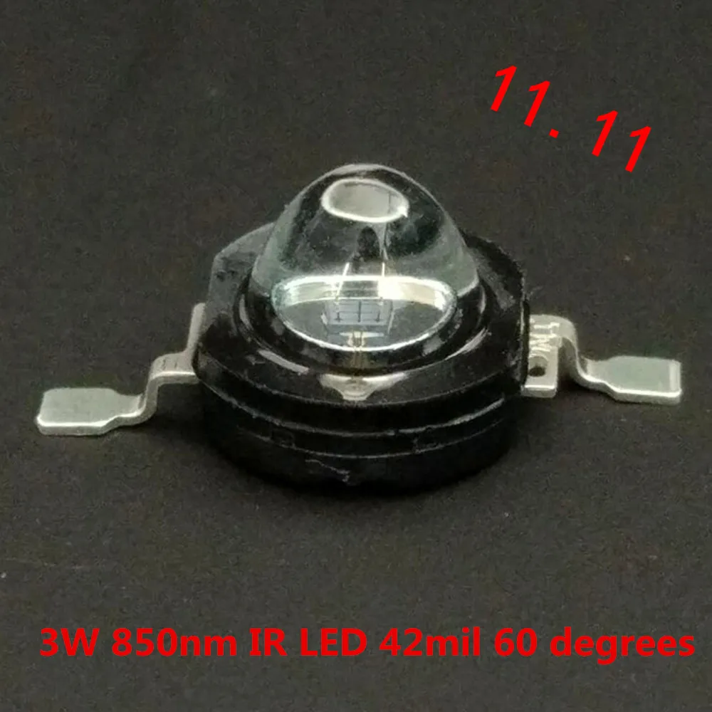 5 шт./лот 3 Вт Высокая мощность инфракрасный диод инфракрасный светодиод 850nm ИК лампа для видеонаблюдения CCTV камера 42mil Чип 60 градусов