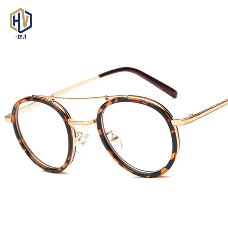 Мужские и женские леопардовые очки в ретро стиле круглые оправы с прозрачными