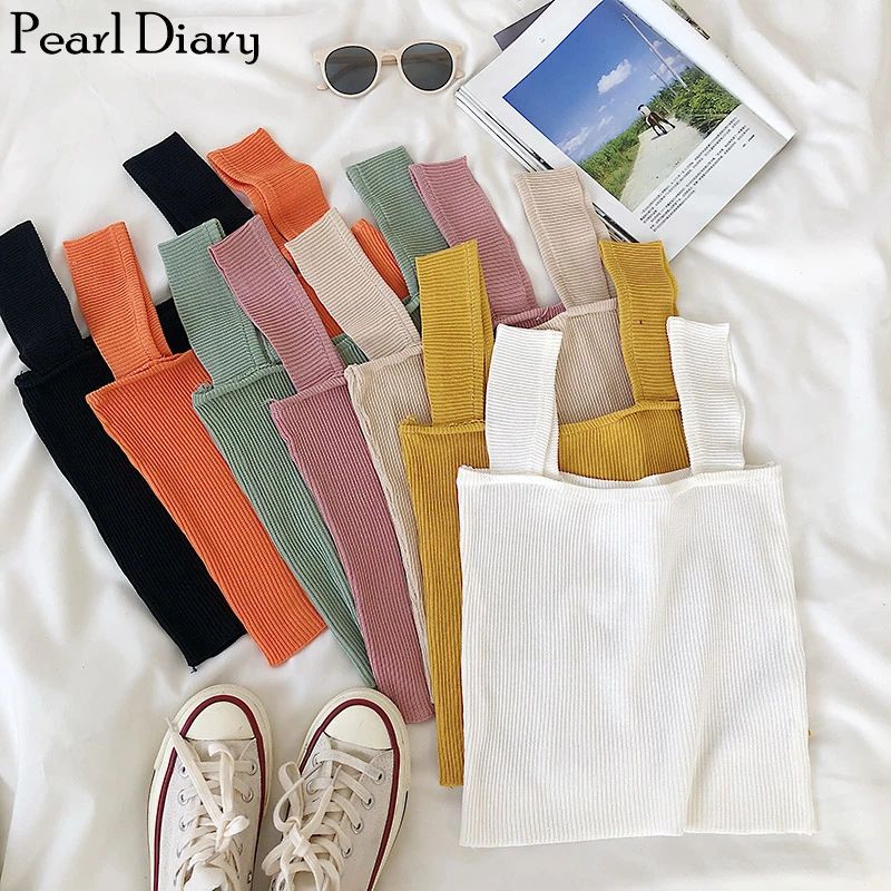 Женский ТРИКОТАЖНЫЙ УКОРОЧЕННЫЙ ТОП JANZHISAN летняя повседневная майка женская