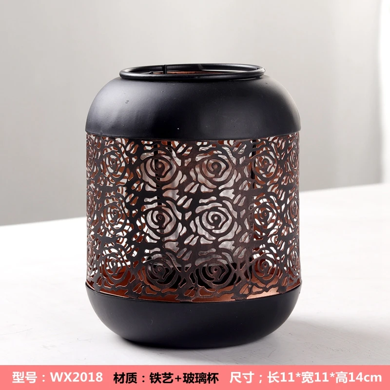 Китайский ретро ажурный Железный подсвечник маленький марокканский