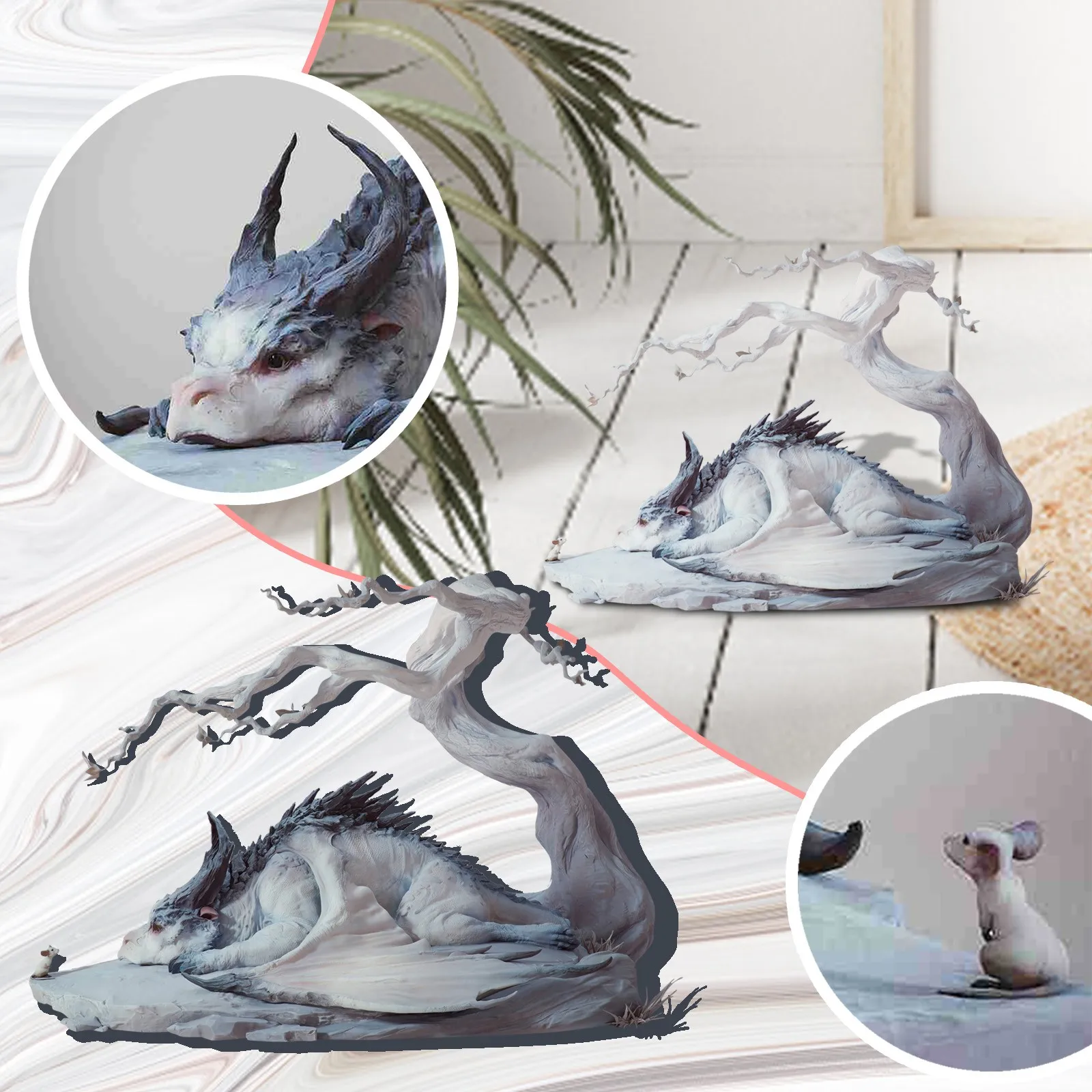 

Домашние украшения, большой восхождение, дракон, охрана сада, скульптура, полимерные украшения-Дракон и мышь, украшения