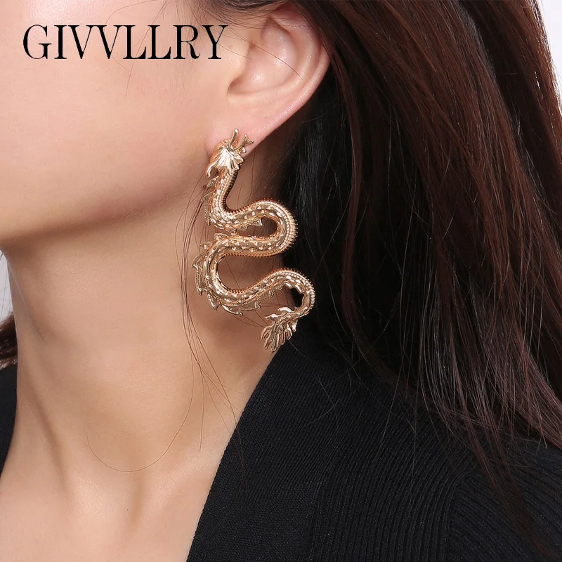 Женские серьги подвески с драконом большие в стиле панк подарочные украшения для