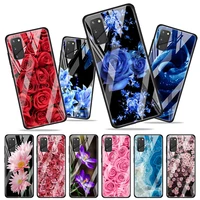 large swath of pink flowers for samsung galaxy s20 fe ultra note 20 s10 lite s9 s8 plus luxury tempered glass phone case cover