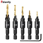 Набор сверл с зенкером, набор из 6 насадок для сверления направляющих отверстий, размеры винтов, #5 #6 #8 #10 #12