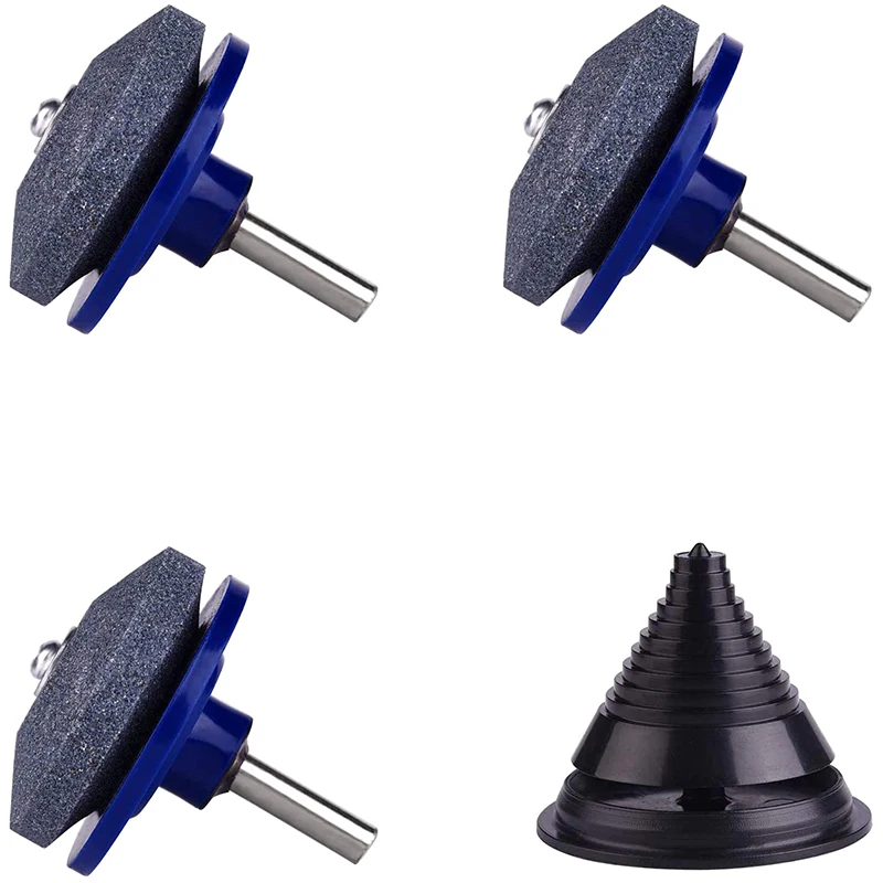 

3 Pack Lawn Mower Blade Sharpener, 1 Pack Lawn Mower Blade Balancer, Spare Wheel Stone For Any Lawn Mower