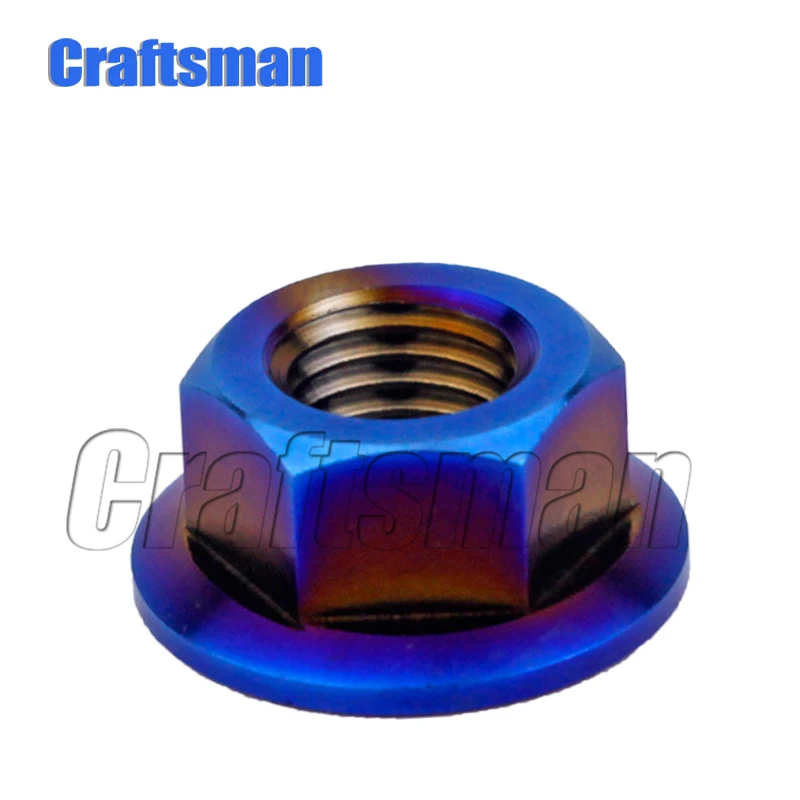Burning Blue Craftsman титановые гайки Ti M5 M6 M8 M10 M12 M14 фланцевые гайки винты болты для мотоцикла велосипеда - Цвет: Burning Blue