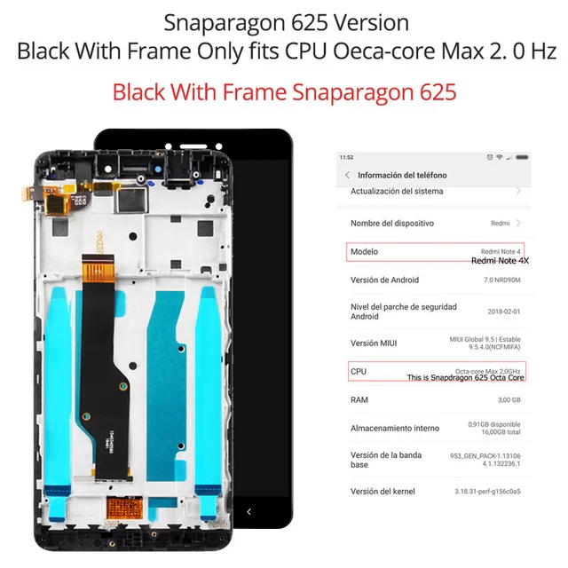 GoldFrameSnapdragon Для 5," Xiaomi Redmi Note 4X Snapdragon 625 и MediaTek MTK Helio X20 версия ЖК-экран+ сенсорная панель - Цвет: GoldFrameSnapdragon