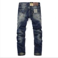100 cotton newly designer men jeans blue color straight fit buttons long pants top quality balplein brand ripped jeans men29 40
