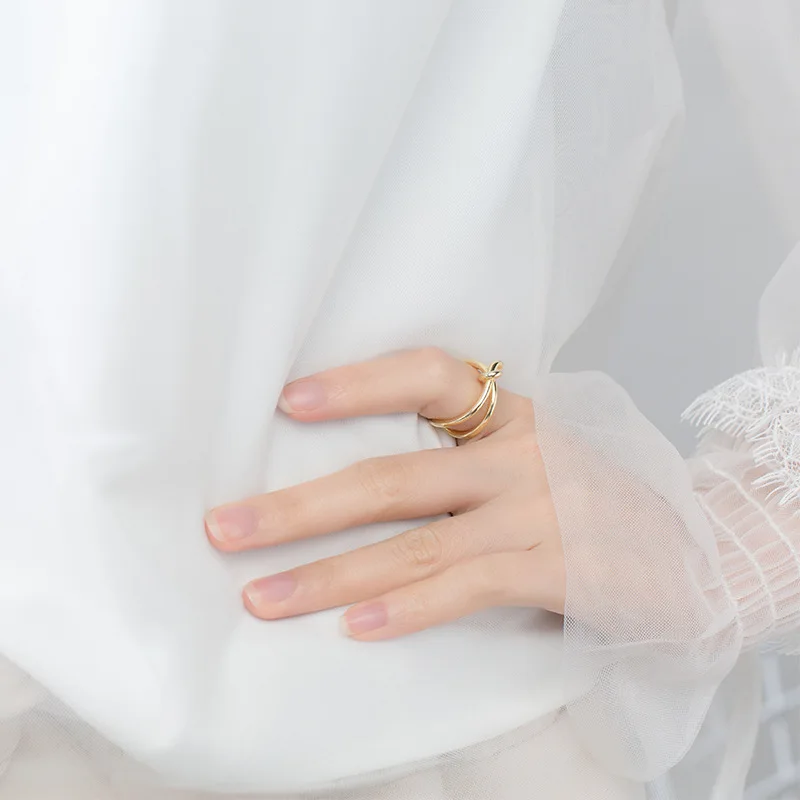 

Banru Classic Authentic 100% 925 Sterling Silver Ring Simple Knotted Open Ring for Women Finger Rings Wedding Fine Jewelry 2021