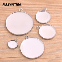 pulchritude 10pcs 10 30mm inner size stainless steel round cabochon base setting diy blank pendant tray for necklace making