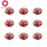 10 pcs color skull resin murano rondelle large hole spacer beads fit pandora bracelet diy necklaces for women men jewelry crafts