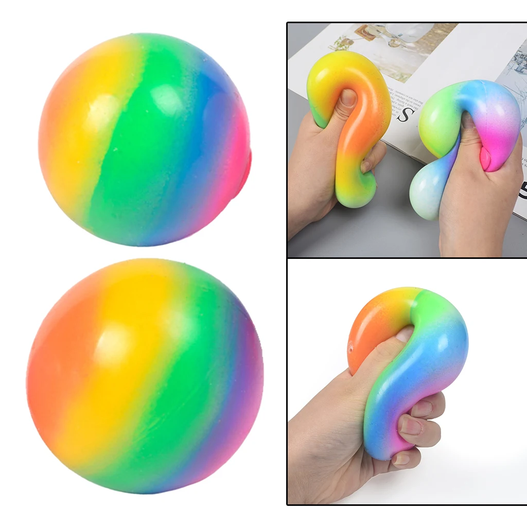 

Funny Stress Sensory Ball Portable Rainbow Colorful Squeeze Decompression Toys for Adults and Kids