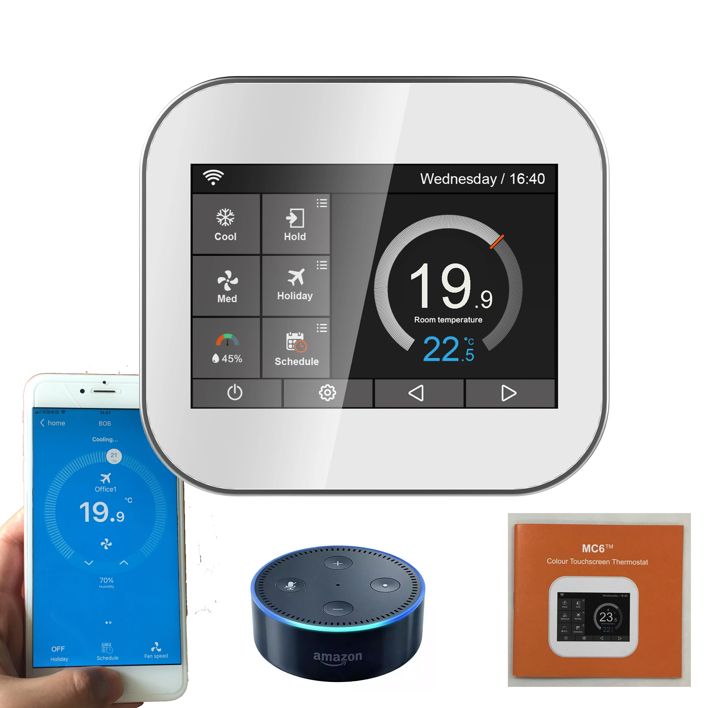 

WiFi Color Screen Smart Thermostat with Amazon Echo Speaker Control Alexa