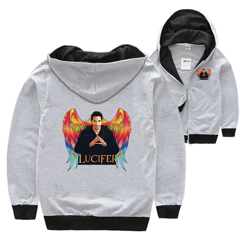 

Z&Y 2-14Y Lucifer Hoodie Kids Satan Fallen Angel Detective Devil Jacekts with Zipper Hooded Boys Swetahirts Toddler Girls Outfit