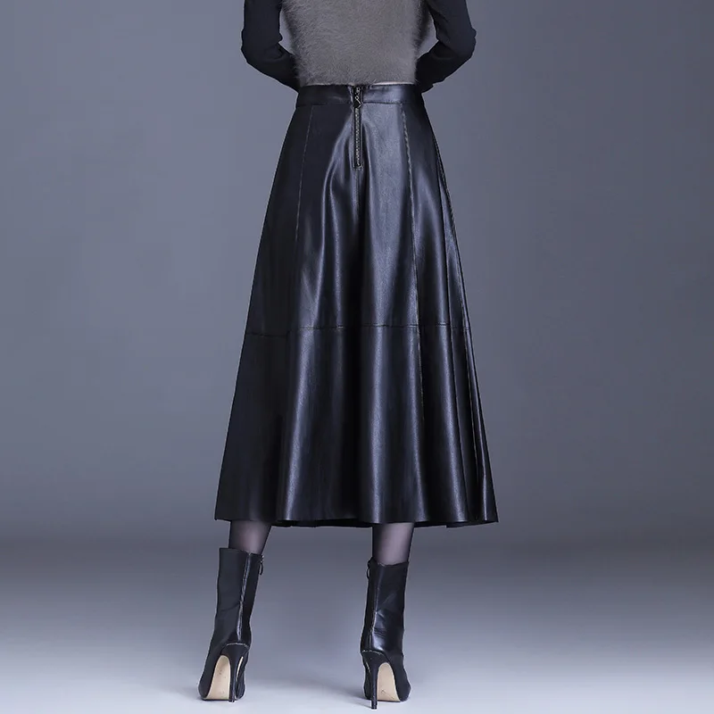 Новая Осенняя женская обувь из pu искусственной кожи юбка с эластичной резинкой