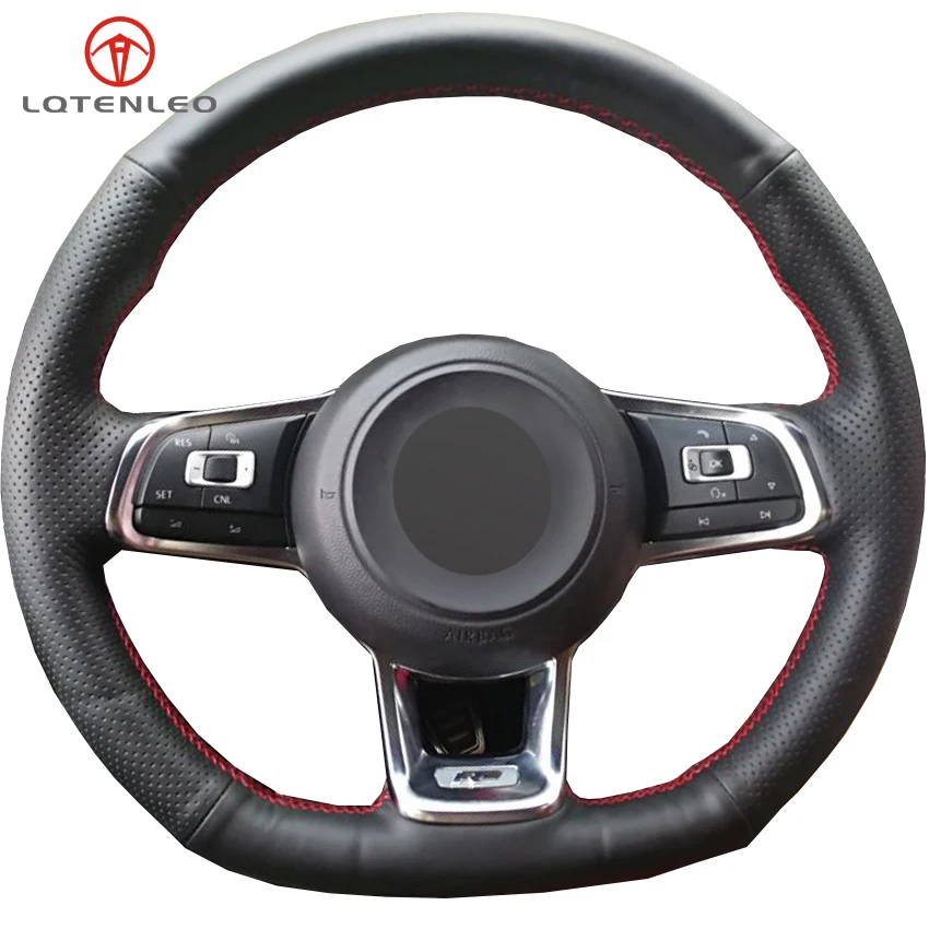 Чехол на руль LQTENLEO черный чехол из искусственной кожи для Volkswagen Golf 7 GTI R MK7 VW Polo