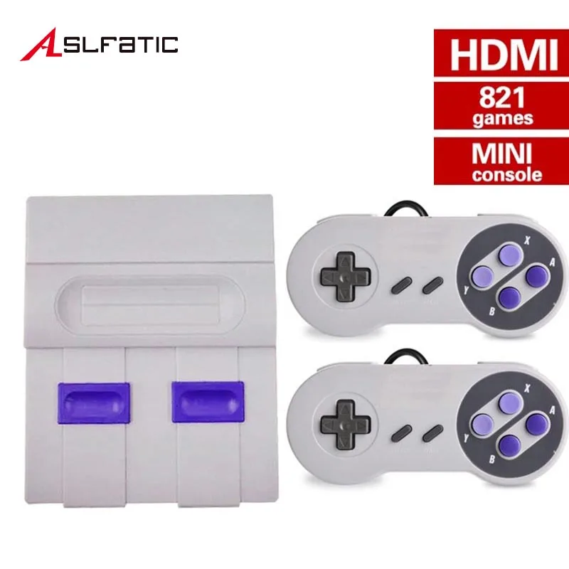 Мини классическая ТВ игровая консоль 8 бит Ретро SNES Видео игровая консоль встроенные 821 игры HDMI Ручной игровой плеер отдых