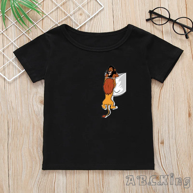 Детская футболка с принтом Король Лев муфаса и Симба летние топы короткими