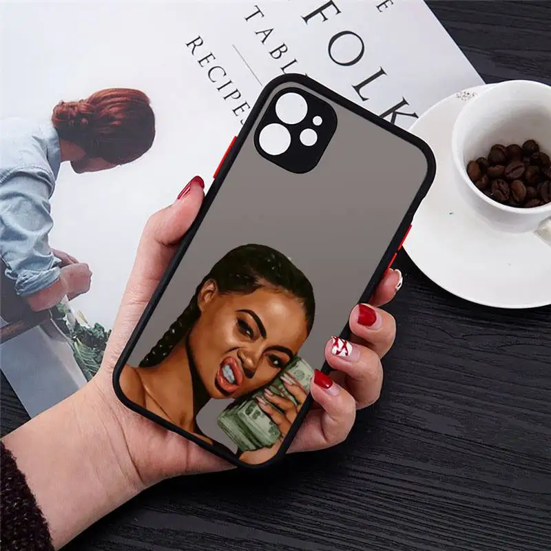 

Kash Afro Black Girl Fundas Phone Case matte transparent For iphone 7 8 11 12 plus mini x xs xr pro max cover