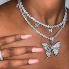 Блестящие стразы мотыльковый подвес-ожерелье для женщин 2020 модные вечерние юбилей ювелирные изделия теннис цепи подарок